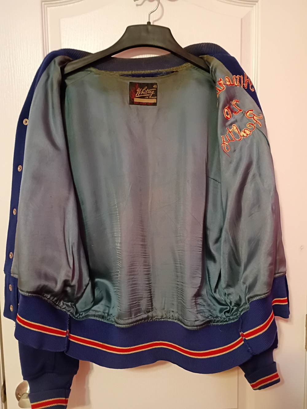 Vintage 50's Men’s Navy & Red Varsity Bomber Jacket - Picture 8 of 11